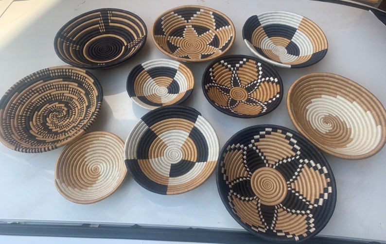 A Set of 10 African Wall Baskets / Wall Rwanda Baskets
