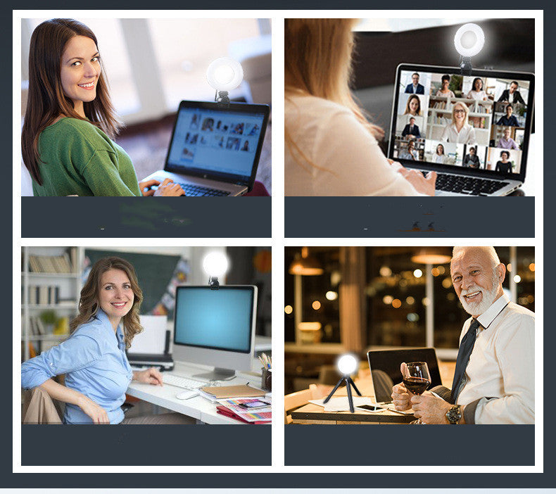 LED Selfie Light - Video Conference 4 Inch Fill Light Computer Live Ri