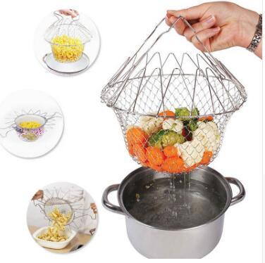 Deep Fry Basket Stainless Steel Multi-function Foldable Chef Cooking