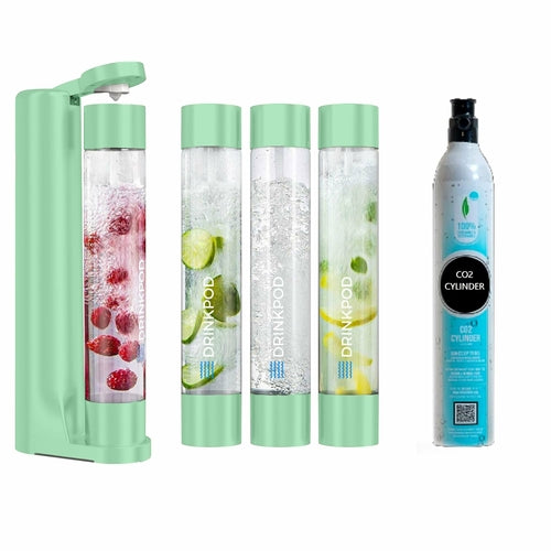 FIZZPod Soda Machine + 1 CO₂ Cylinder - Make Homemade Sparkling Water,