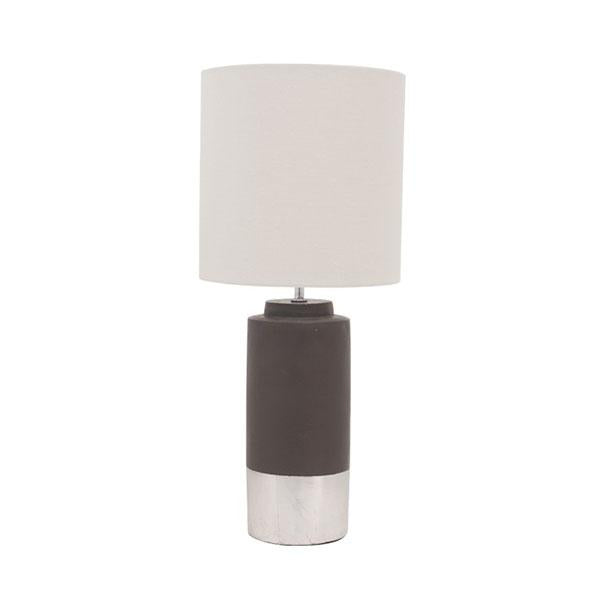 2 Zane Concrete Table Lamp Silver Trim Drum Shade