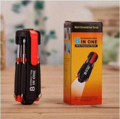 Car Supplies 8 In 1 Screwdriver With LED Flashlight - Car Portable Mul