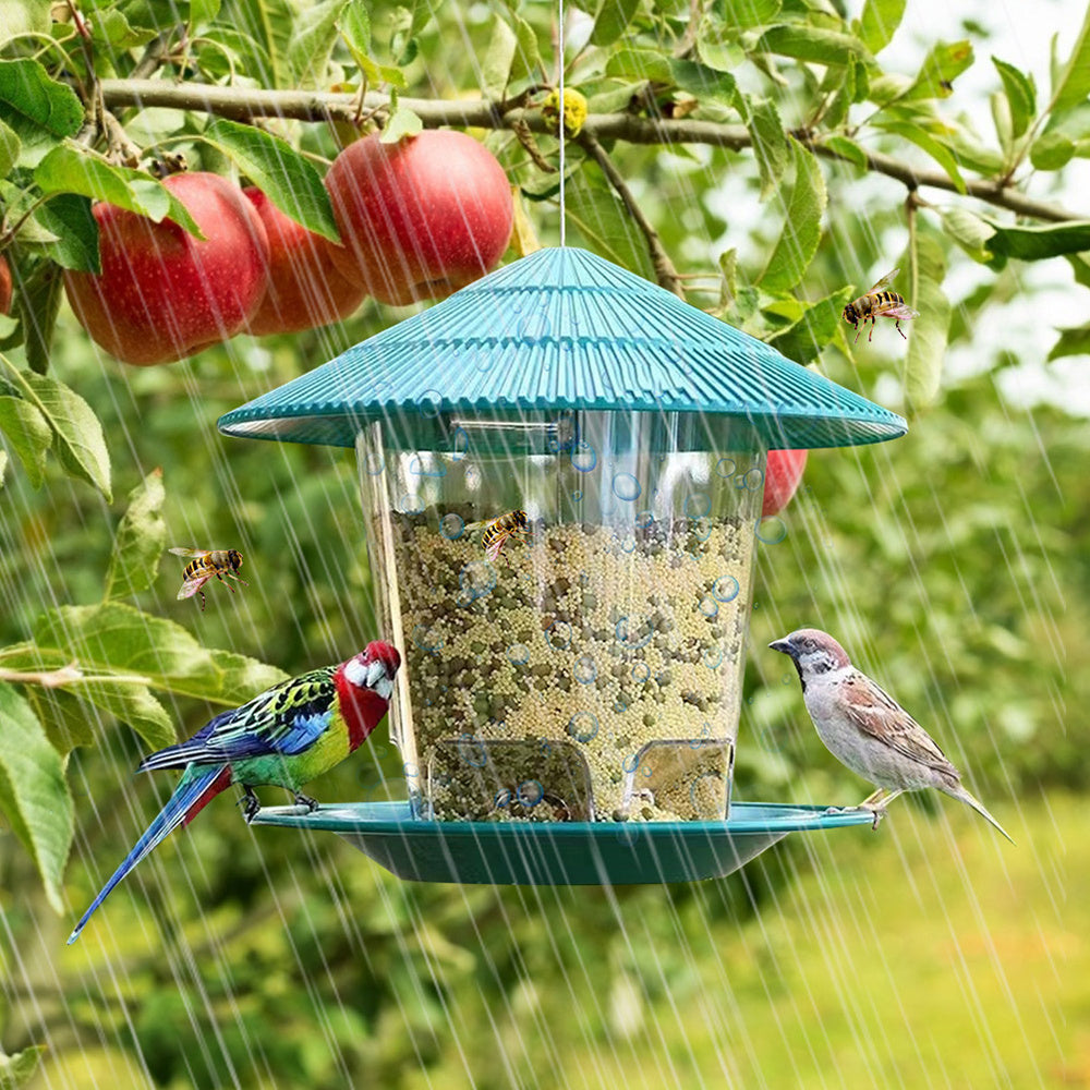 Hexagonal Plastic & Metal Bird Feeder - Attract Wild Birds with Easy R