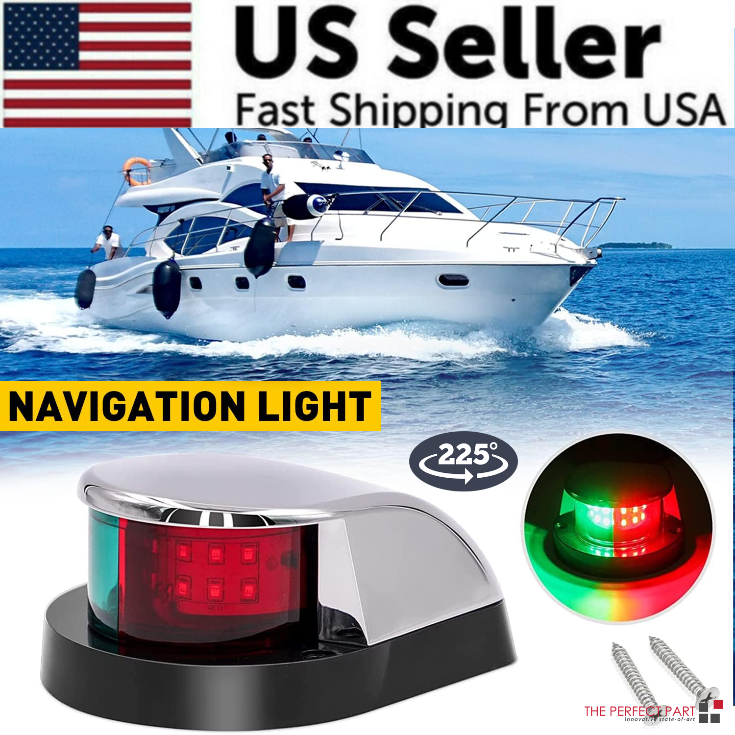 Waterproof Boat Navigation Light LED Bow Marine Front Pontoon Lamp Red