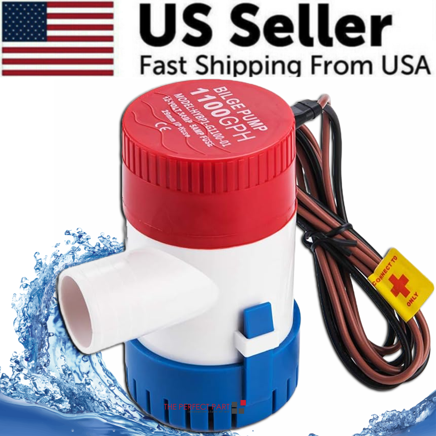 1100GPH 12V Electric Marine Submersible Bilge Sump Water Pump For Boat