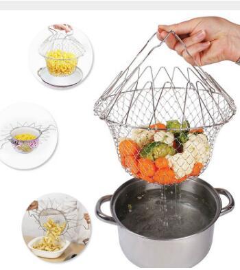 Deep Fry Basket Stainless Steel Multi-function Foldable Chef Cooking