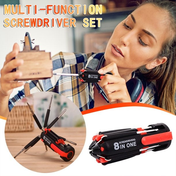 Car Supplies 8 In 1 Screwdriver With LED Flashlight - Car Portable Mul