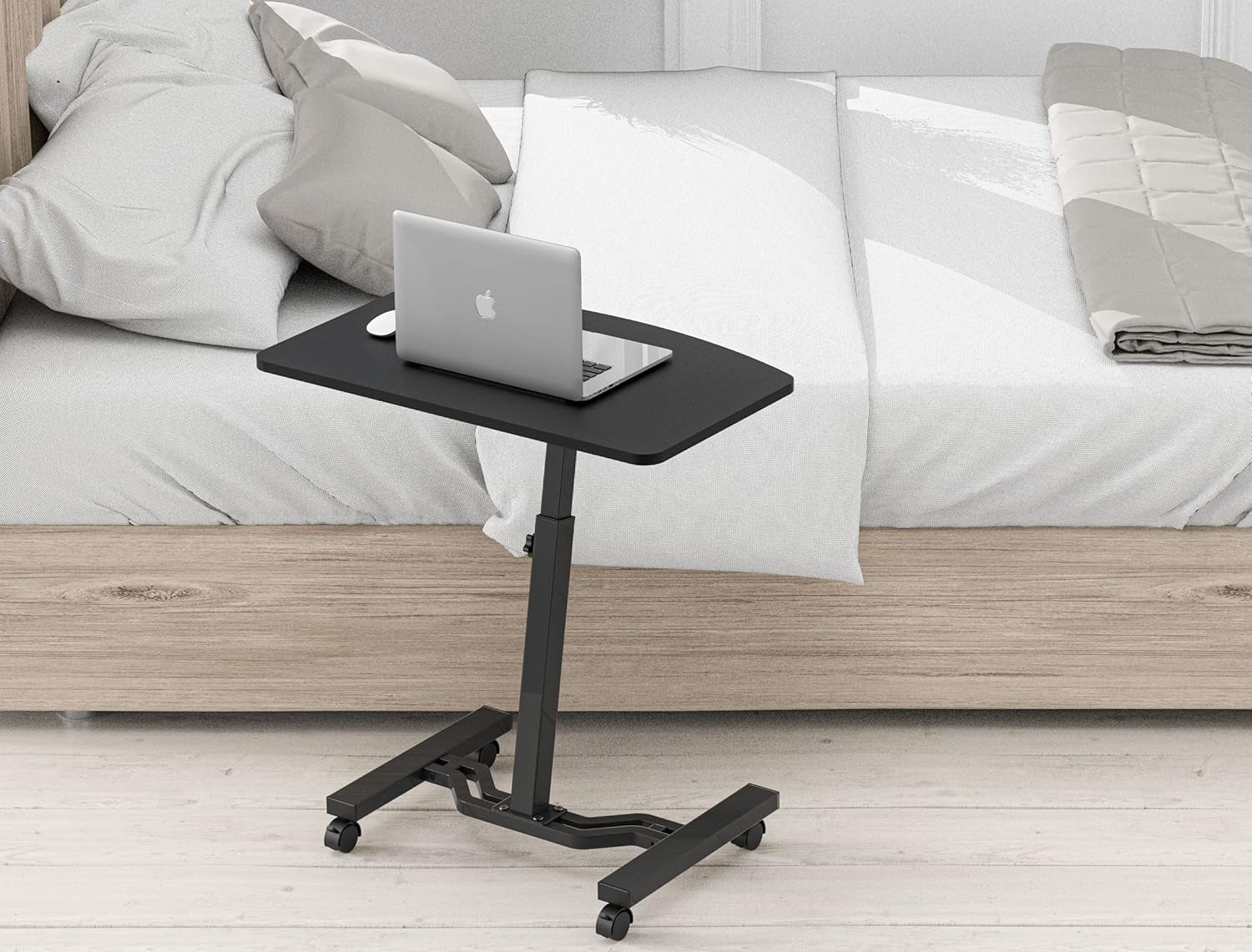 Height Adjustable Mobile Laptop Cart 28 To 33 Inches Black