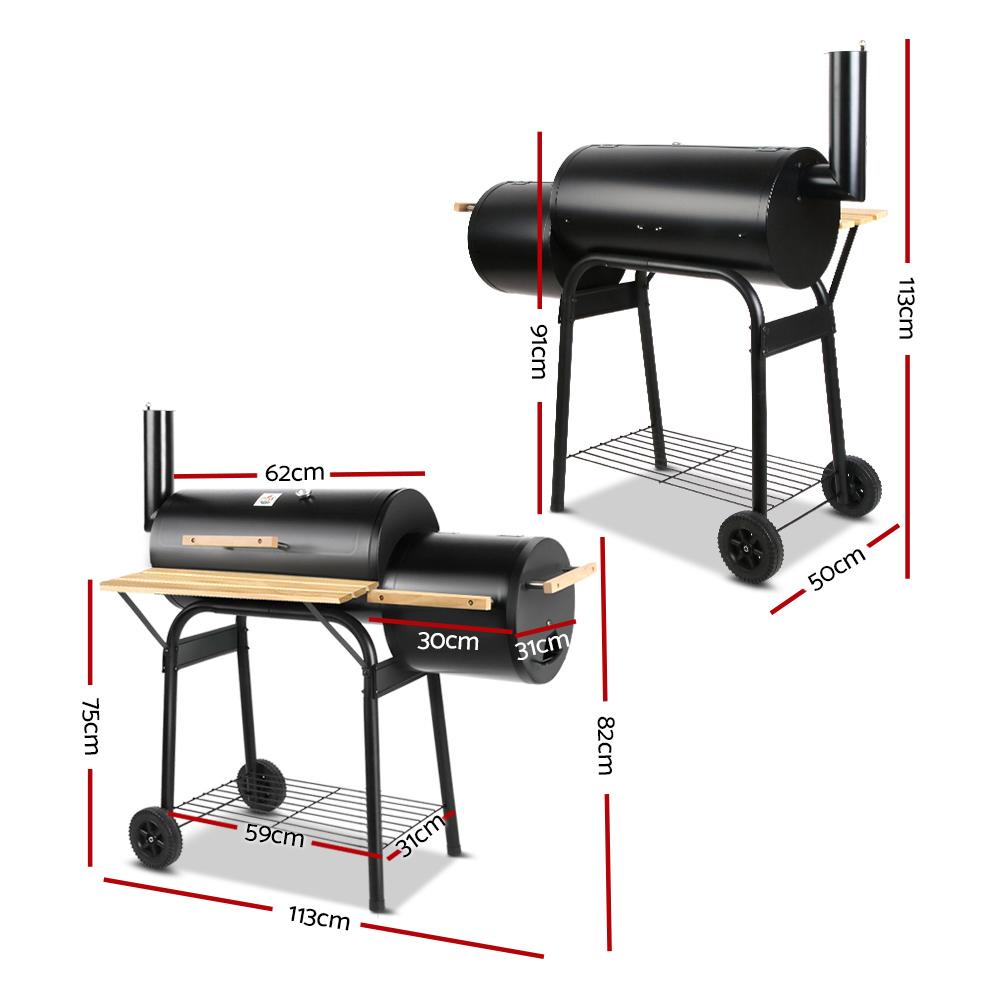Grillz BBQ Grill 2-In-1 Offset Charcoal Smoker