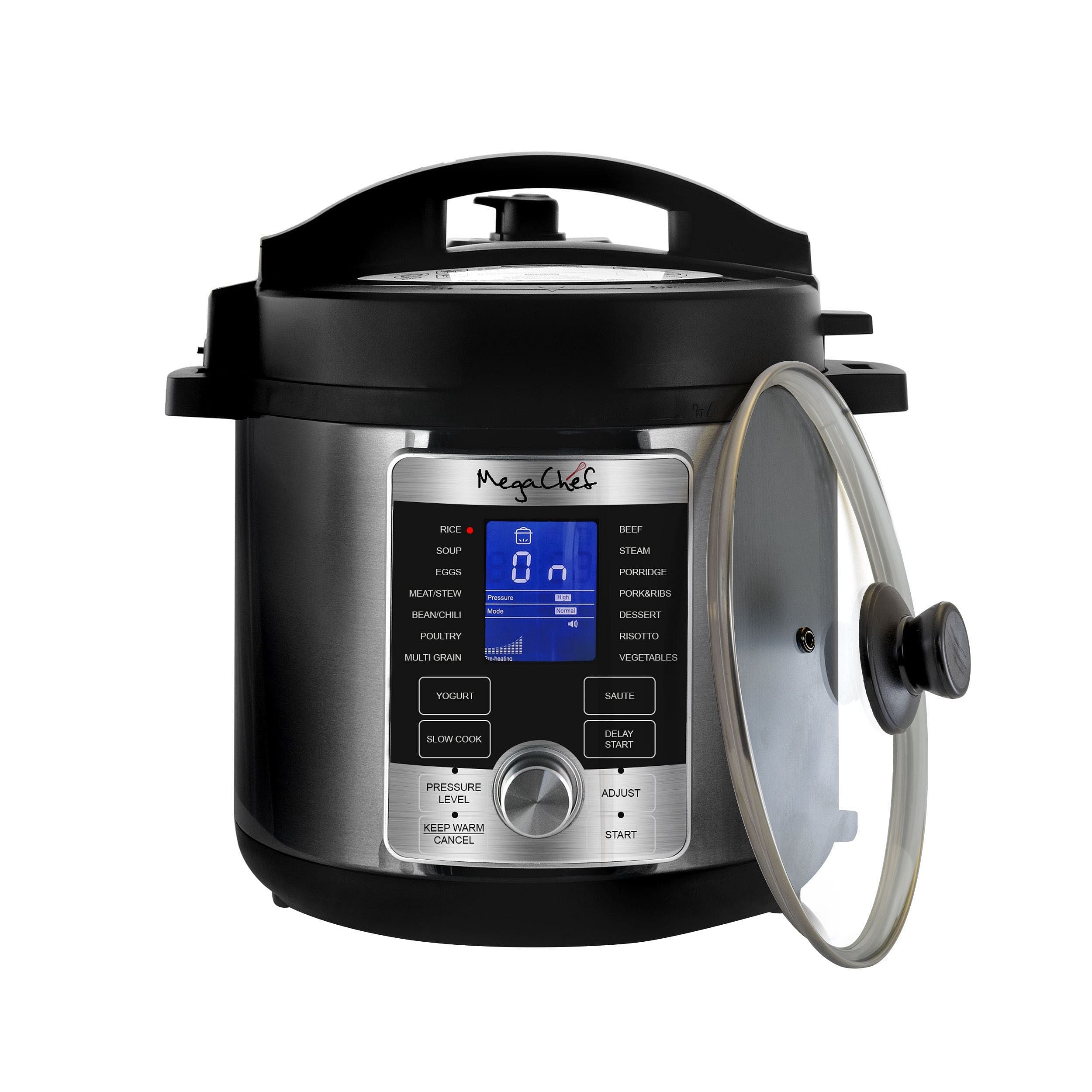 MegaChef 6 Quart Stainless Steel Electric Digital Pressure Cooker with