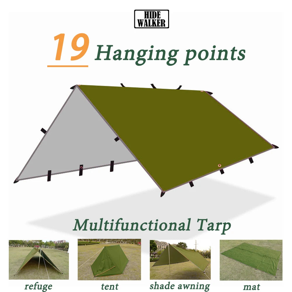 Waterproof Tent Tarp 19 Hang Points Survival Tent Outdoor Camping
