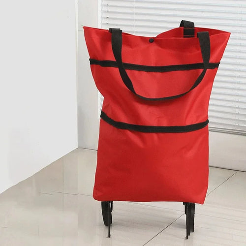 1Pc Foldable Shopping Bag with Wheels Trolley Large Reusable Cloth