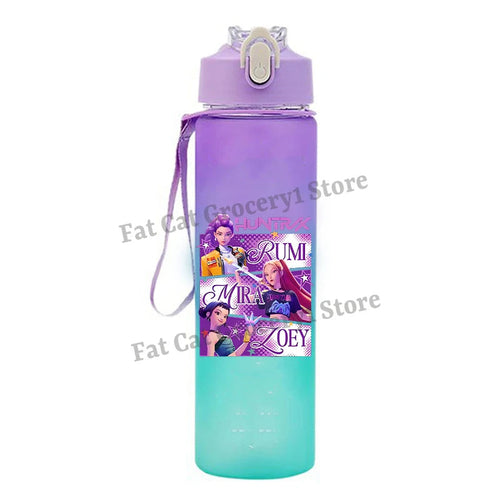 Kpop Demon Hunter Water Bottle with Straw 750ml Kids Summer Anime Cup