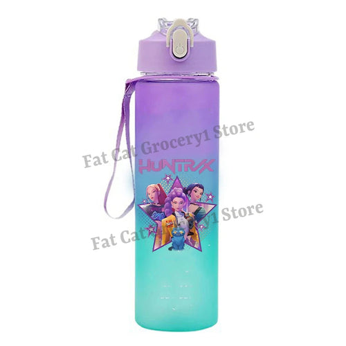 Kpop Demon Hunter Water Bottle with Straw 750ml Kids Summer Anime Cup