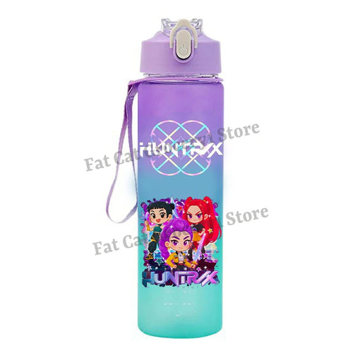 Kpop Demon Hunter Water Bottle with Straw 750ml Kids Summer Anime Cup