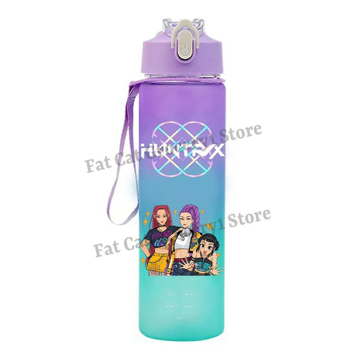 Kpop Demon Hunter Water Bottle with Straw 750ml Kids Summer Anime Cup