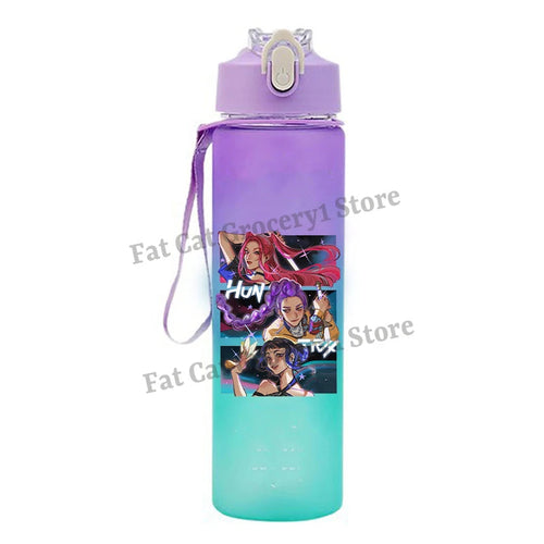 Kpop Demon Hunter Water Bottle with Straw 750ml Kids Summer Anime Cup