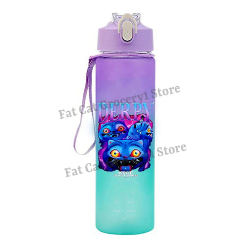 Kpop Demon Hunter Water Bottle with Straw 750ml Kids Summer Anime Cup