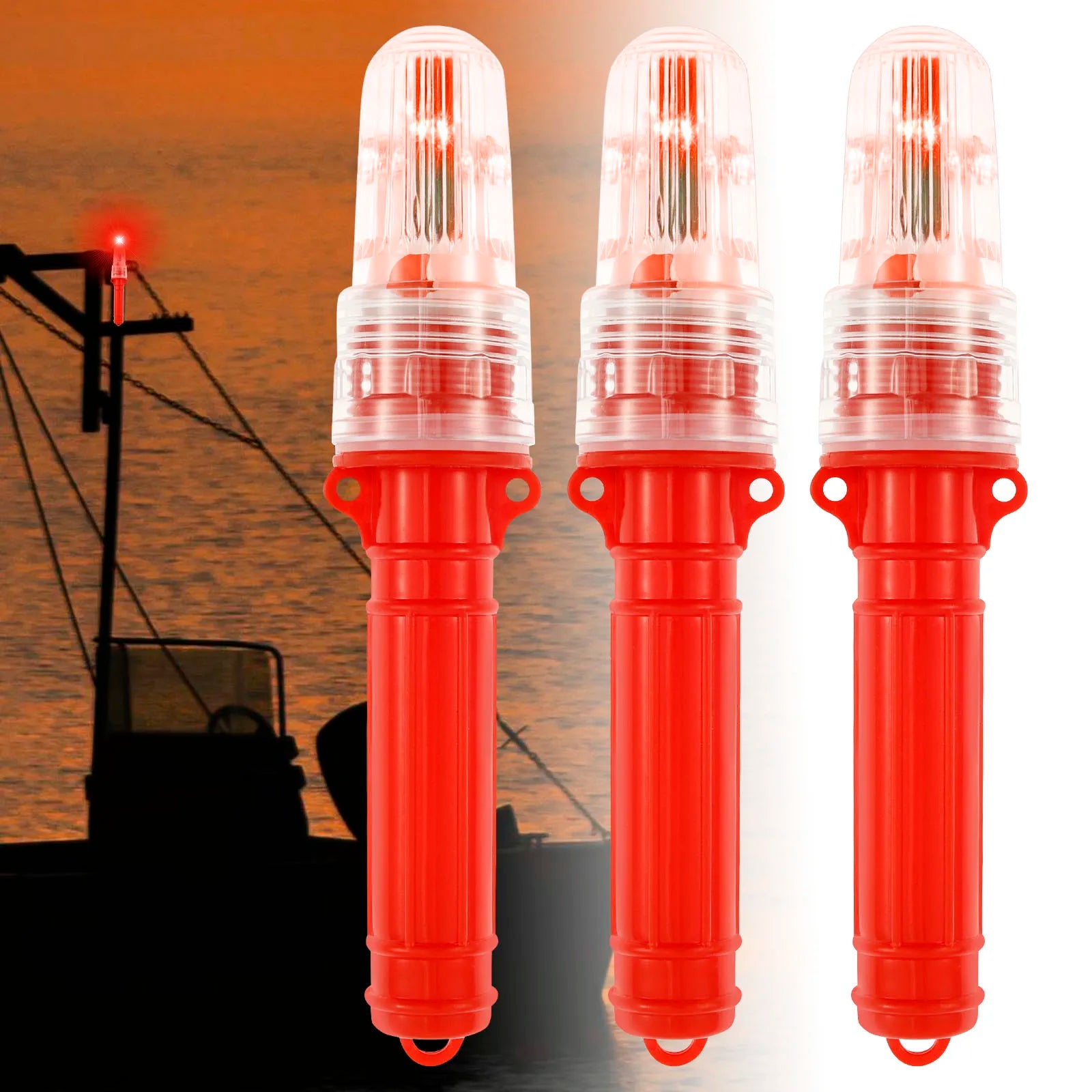 3Pcs Marine Flares For Boats Buoy Fish Luring Lifebuoy LED Light Yacht