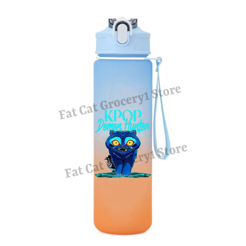 Kpop Demon Hunter Water Bottle with Straw 750ml Kids Summer Anime Cup