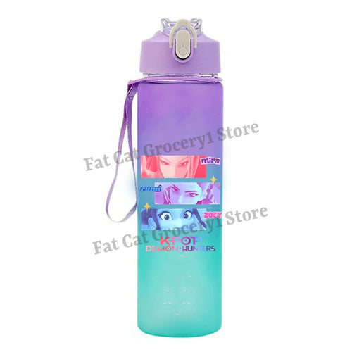 Kpop Demon Hunter Water Bottle with Straw 750ml Kids Summer Anime Cup
