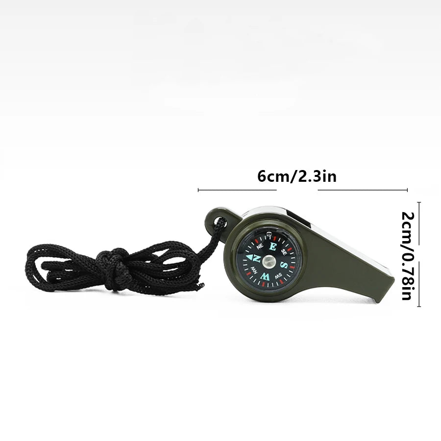 High Decibel Emergency Rescue Whistle with Compass Thermometer  and