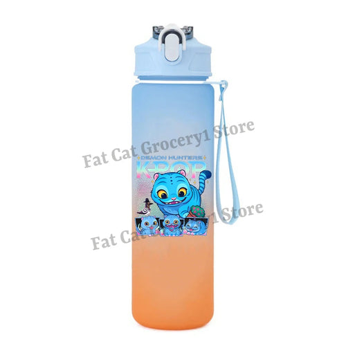 Kpop Demon Hunter Water Bottle with Straw 750ml Kids Summer Anime Cup