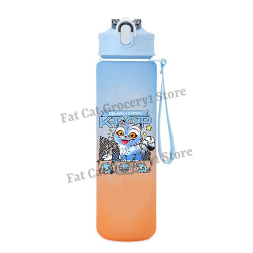 Kpop Demon Hunter Water Bottle with Straw 750ml Kids Summer Anime Cup