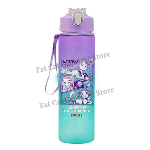 Kpop Demon Hunter Water Bottle with Straw 750ml Kids Summer Anime Cup