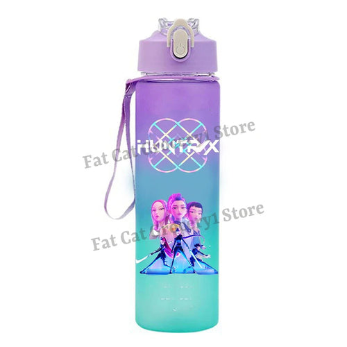 Kpop Demon Hunter Water Bottle with Straw 750ml Kids Summer Anime Cup