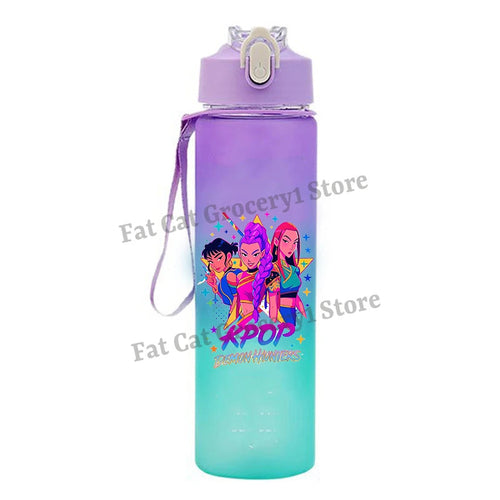 Kpop Demon Hunter Water Bottle with Straw 750ml Kids Summer Anime Cup