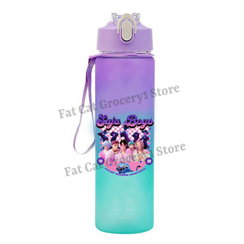 Kpop Demon Hunter Water Bottle with Straw 750ml Kids Summer Anime Cup