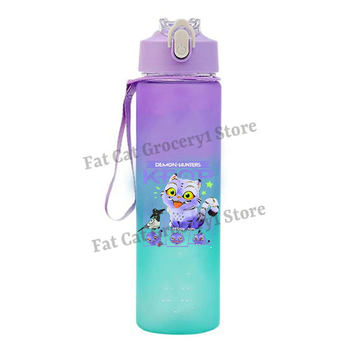 Kpop Demon Hunter Water Bottle with Straw 750ml Kids Summer Anime Cup