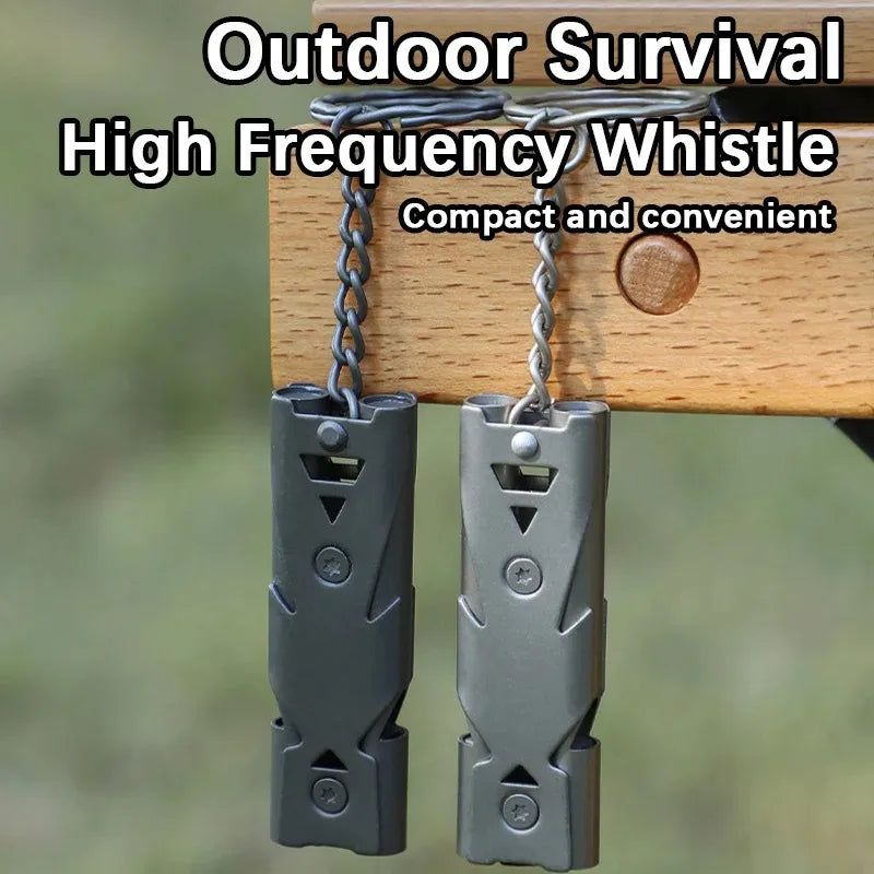 Double-Barreled Survival Whistle, High Decibel Pendant Keychain