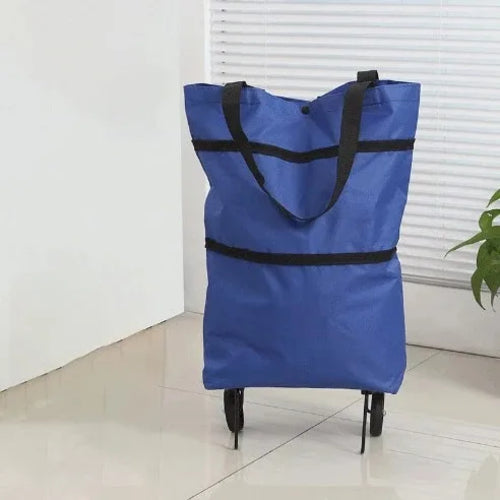 1Pc Foldable Shopping Bag with Wheels Trolley Large Reusable Cloth