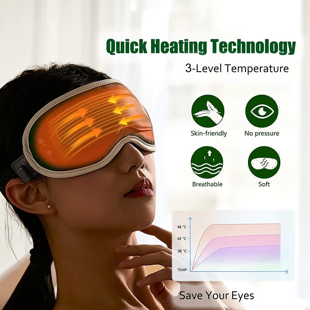 Electric Heated & Vibration Eye Massager Sleep Eye Mask Relieve Eye