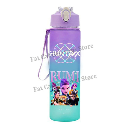 Kpop Demon Hunter Water Bottle with Straw 750ml Kids Summer Anime Cup