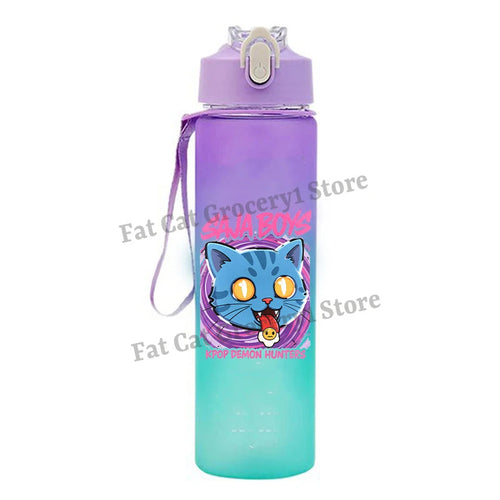 Kpop Demon Hunter Water Bottle with Straw 750ml Kids Summer Anime Cup