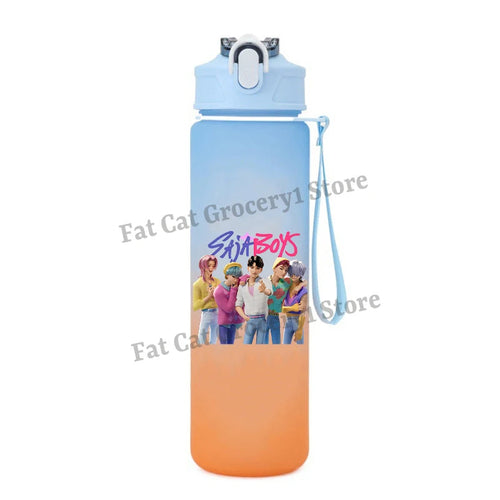 Kpop Demon Hunter Water Bottle with Straw 750ml Kids Summer Anime Cup