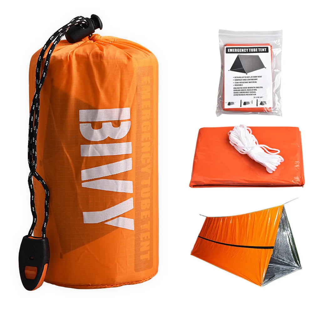 2 Person Emergency Shelter Bivy Survival Tent Kit Mylar Tube Tent