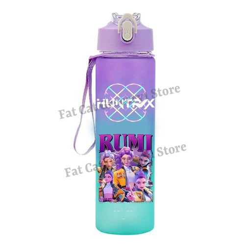 Kpop Demon Hunter Water Bottle with Straw 750ml Kids Summer Anime Cup