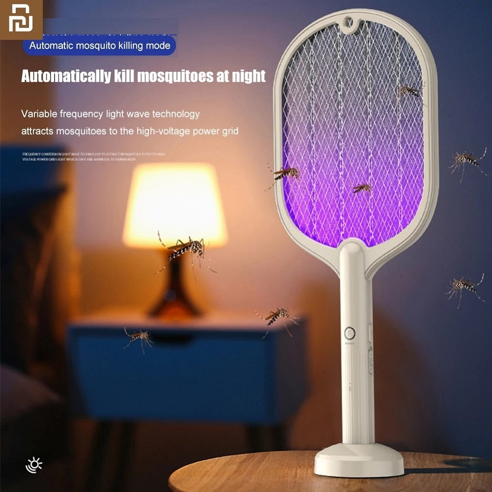 2 In 1 Electric Insect Racket Swatter USB Rechargeable Led Light