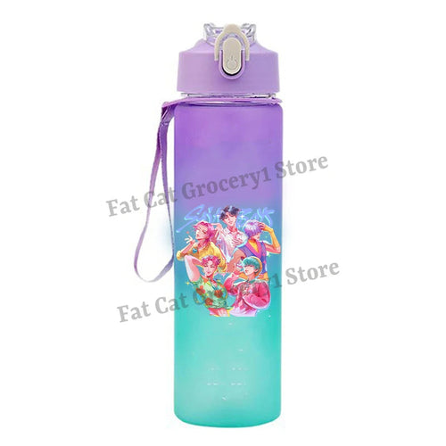 Kpop Demon Hunter Water Bottle with Straw 750ml Kids Summer Anime Cup