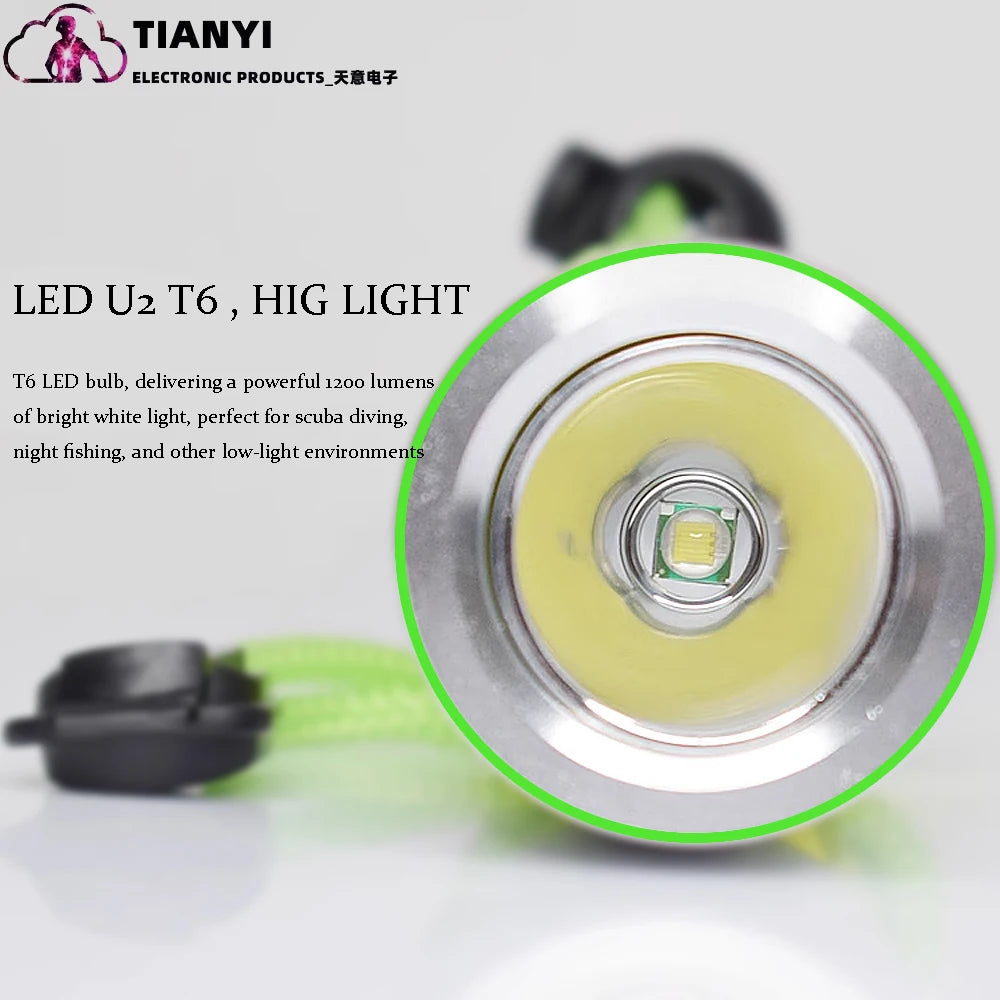 1100 Lumen Diving Flashlight Bright Submarine Light Scuba Safety