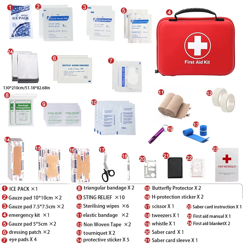 38pcs essential first aid kit for home, camping and hiking, suitable