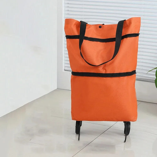 1Pc Foldable Shopping Bag with Wheels Trolley Large Reusable Cloth