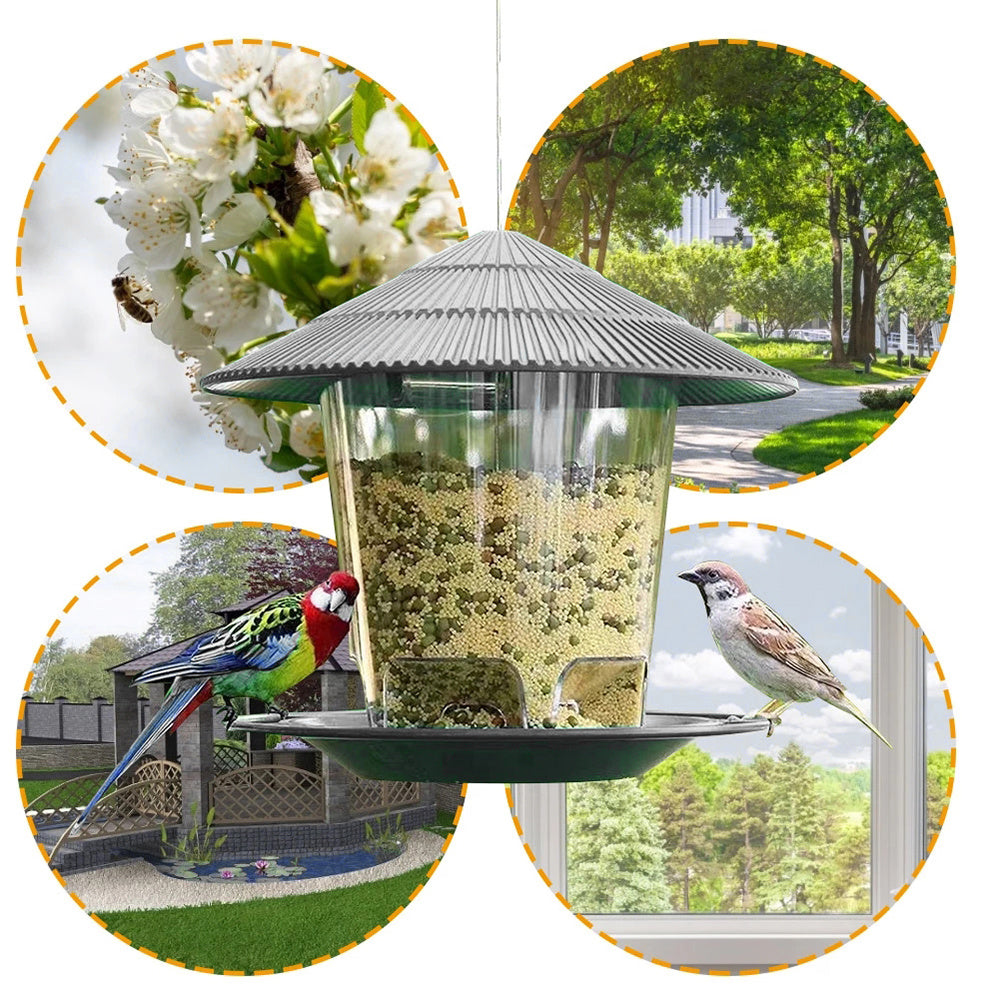 Hexagonal Plastic & Metal Bird Feeder - Attract Wild Birds with Easy R