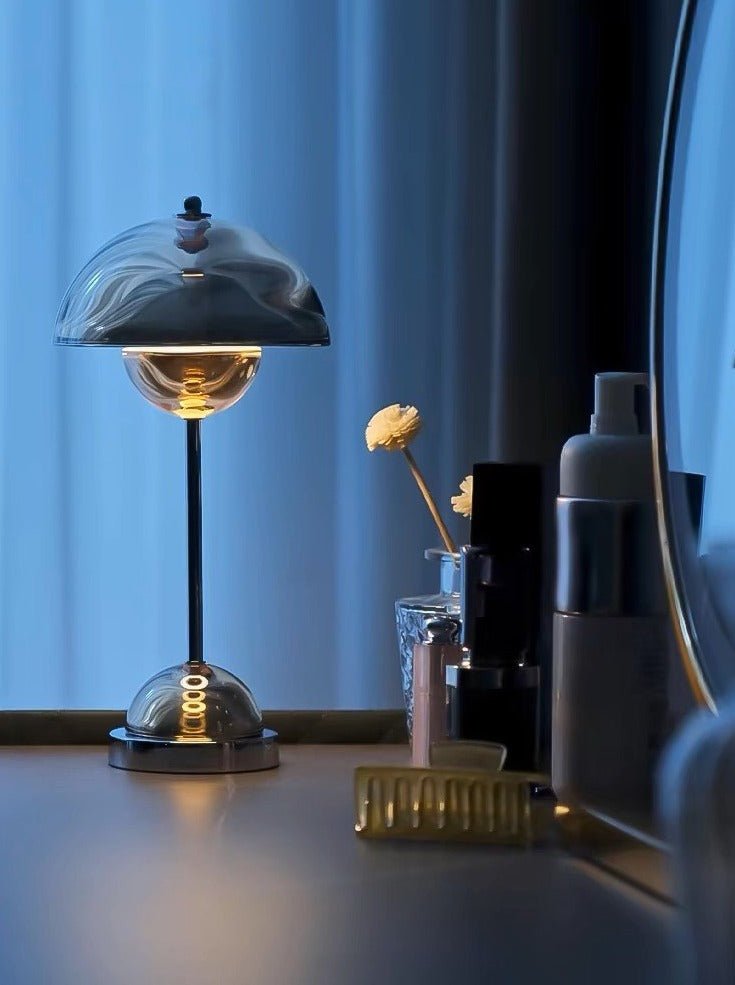 Chrome Flowerpot Dimmable Table Lamp - Modern Nordic Portable Bedside