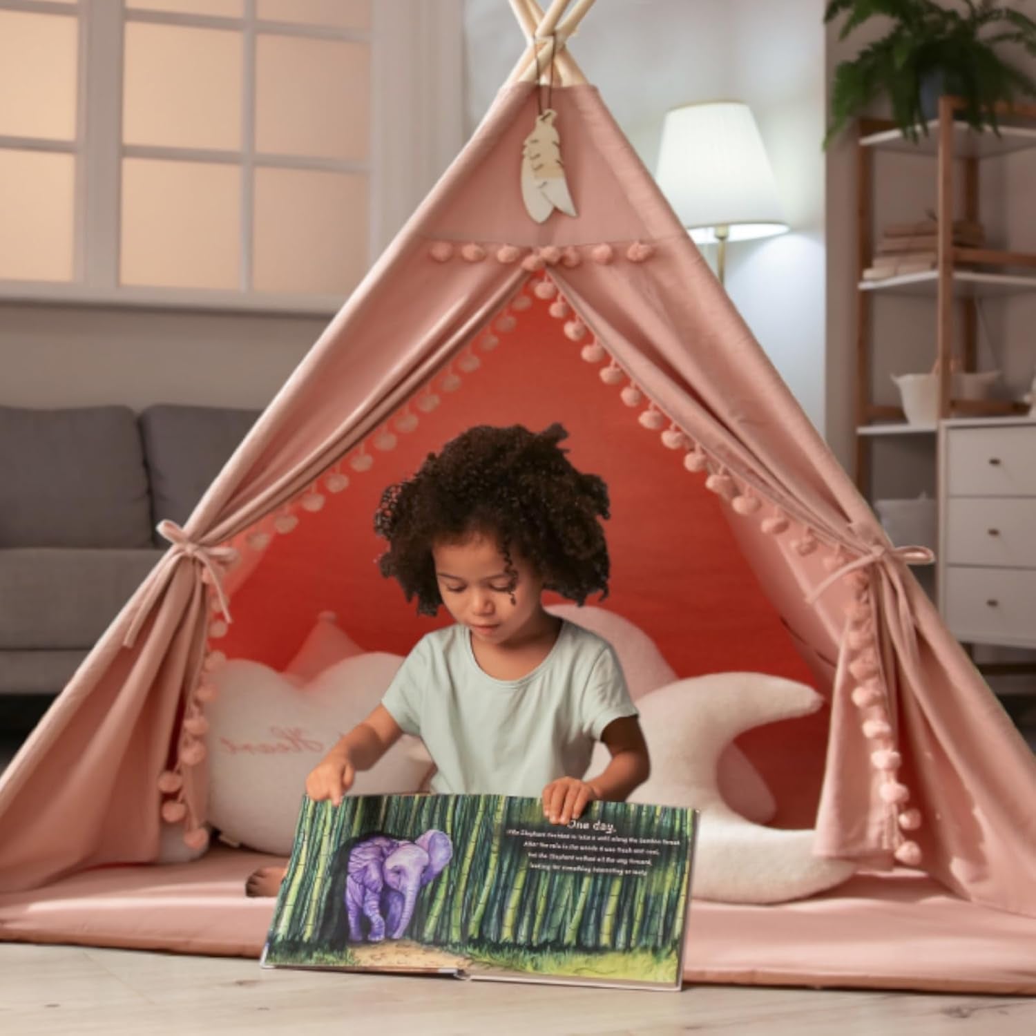 Kids Teepee Tent With Foldable Mat For Indoor Outdoor Play