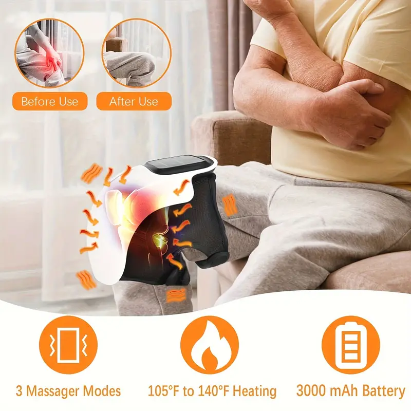 LED Screen Wireless Knee Massager With Cycle Heating